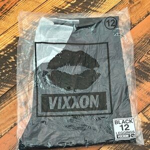 DIXXON Vixxon Black Leggings side pockets and hidden key pocket new in bag sz 12